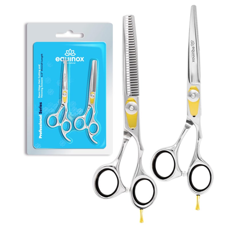 Equinox International Equinox Professional Razor Edge Hair Cutting/Thinning Scissor Set/2, 6.5" - Image 1