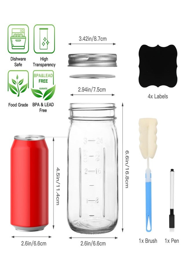 STARSIDE Mason Jars 32oz 4-Pack with Wide Mouth Airtight Lids - Image 2
