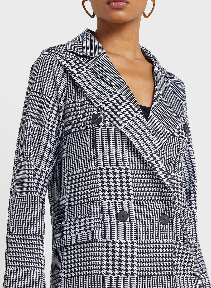 Khizana Checked Double Breasted Coat  - Image 3