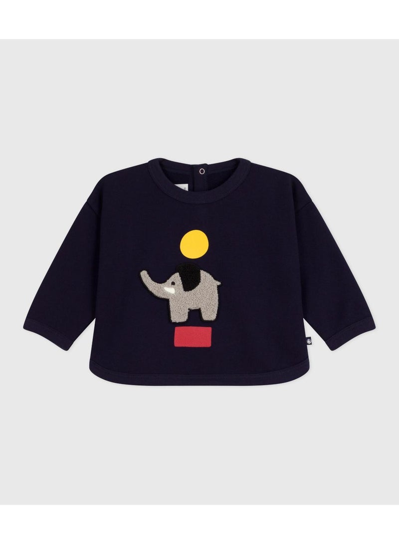 Petit Bateau Babies' elephant patterned cotton sweatshirt - Image 1
