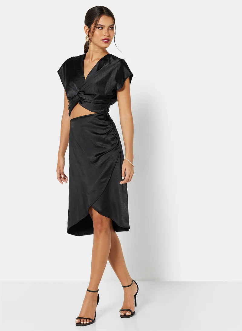Jacqueline de Yong Satin Wrap Midi Skirt