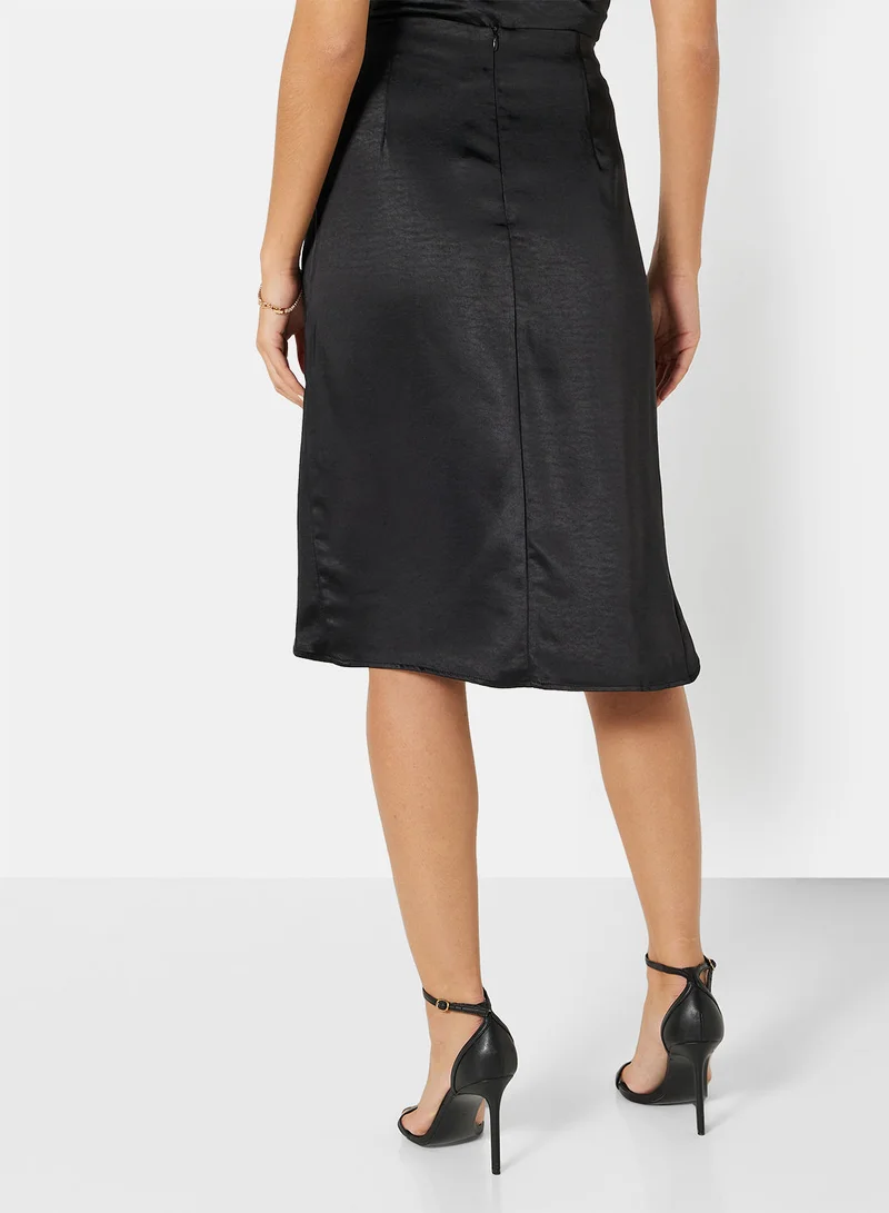 Jacqueline de Yong Satin Wrap Midi Skirt