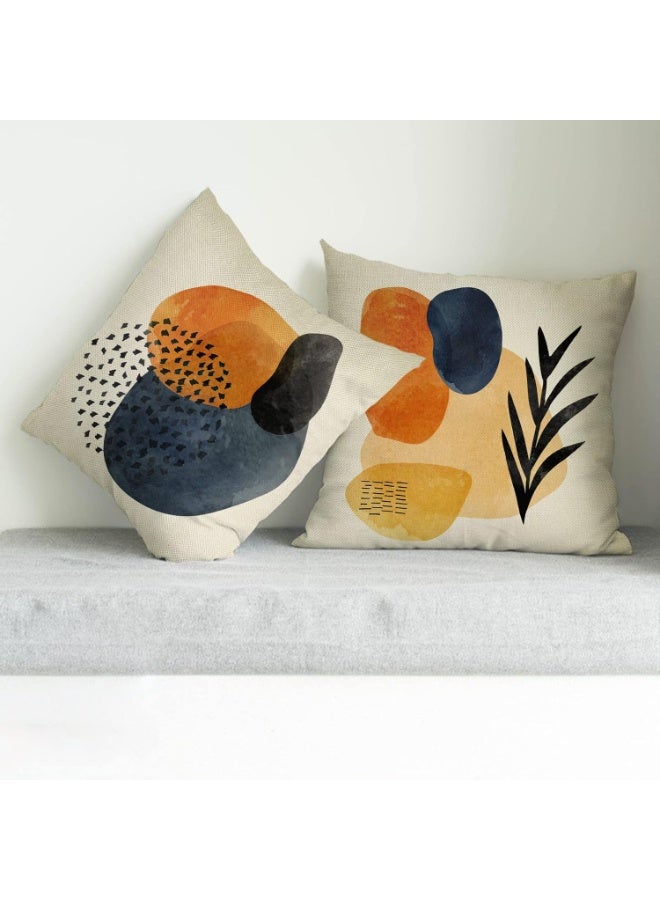 كيلا مجموعة من 4 أغطية وسائد مزخرفة تجريدية حديثة مقاس 18 × 18، زخارف هندسية بوهيمية بسيطة للشمس والقمر، غطاء وسادة مربع مزين بنباتات نباتية، غطاء وسادة أريكة ديكور منزلي - Image 2