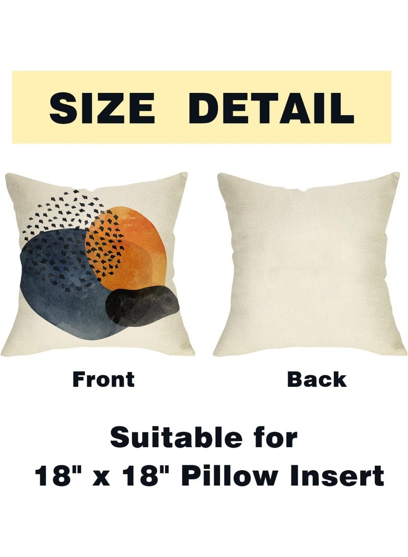 كيلا مجموعة من 4 أغطية وسائد مزخرفة تجريدية حديثة مقاس 18 × 18، زخارف هندسية بوهيمية بسيطة للشمس والقمر، غطاء وسادة مربع مزين بنباتات نباتية، غطاء وسادة أريكة ديكور منزلي - Image 5