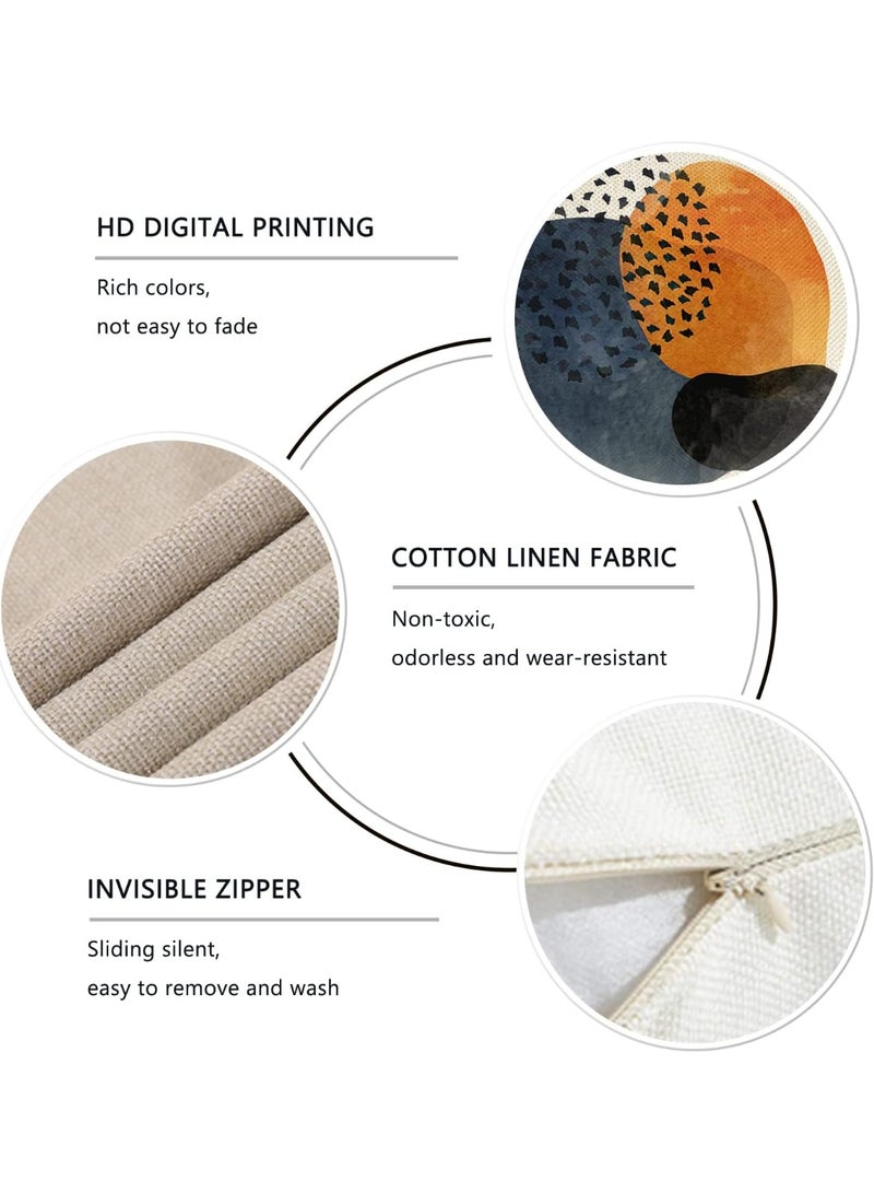 كيلا مجموعة من 4 أغطية وسائد مزخرفة تجريدية حديثة مقاس 18 × 18، زخارف هندسية بوهيمية بسيطة للشمس والقمر، غطاء وسادة مربع مزين بنباتات نباتية، غطاء وسادة أريكة ديكور منزلي - Image 3