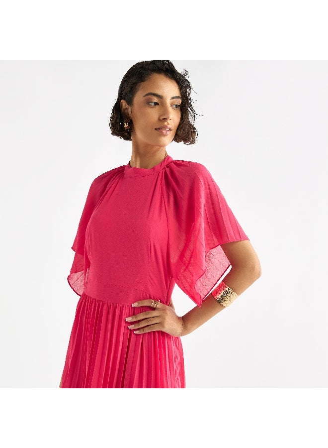 سبلاش فيڤ فستان طويل بكسرات وأكمام منفوخة - Image 4