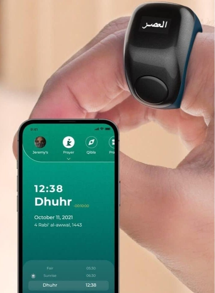 iQIBLA Tasbih Counter Smart Ring Flex Aluminum Version 3 Sizes Muslim Prayer Timing Reminder - Image 3
