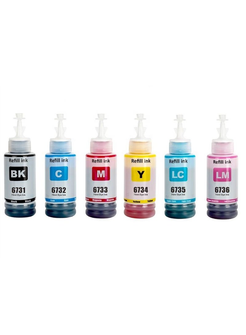 Ink Set 673 for EcoTank for EPSON Pack of 6 (M C Y LC L,M BK) for Printer L800 L805 L810 L850 L1800 - Image 1
