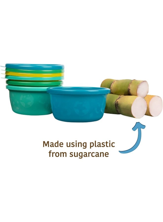 The First Years GreenGrown Reusable Bowls with Lids, Toddler Snack Bowl, 8 Pack, Blue/Yellow/Green - Image 3
