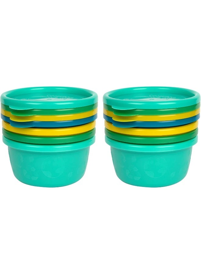 The First Years GreenGrown Reusable Bowls with Lids, Toddler Snack Bowl, 8 Pack, Blue/Yellow/Green - Image 2