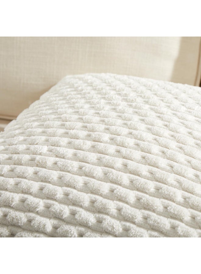 2 Packs Cream Decorative Throw Pillow Covers 24x24 Inch, Soft Plush Corduroy Cushion Cases - Image 3