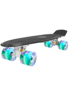 STRAUSS STRAUSS Cruiser PW Skateboard| Penny Skateboard | Casterboard | Anti-Skid Board with ABEC-7 High Precision Bearings | PU Wheel with LED Light |Ideal for 8 Years and Above | 22 X 6 Inch,(Black)  - Image 1