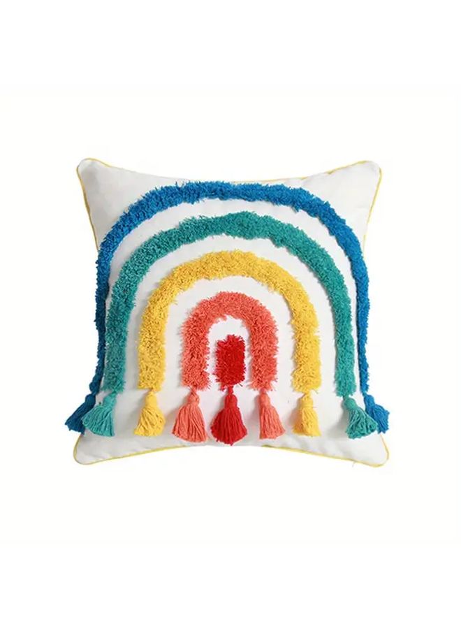 Bohemian Geometric Throw Pillow Cover 18x18 Inch with Tassels Zipper Machine Washable Polyester - Image 3