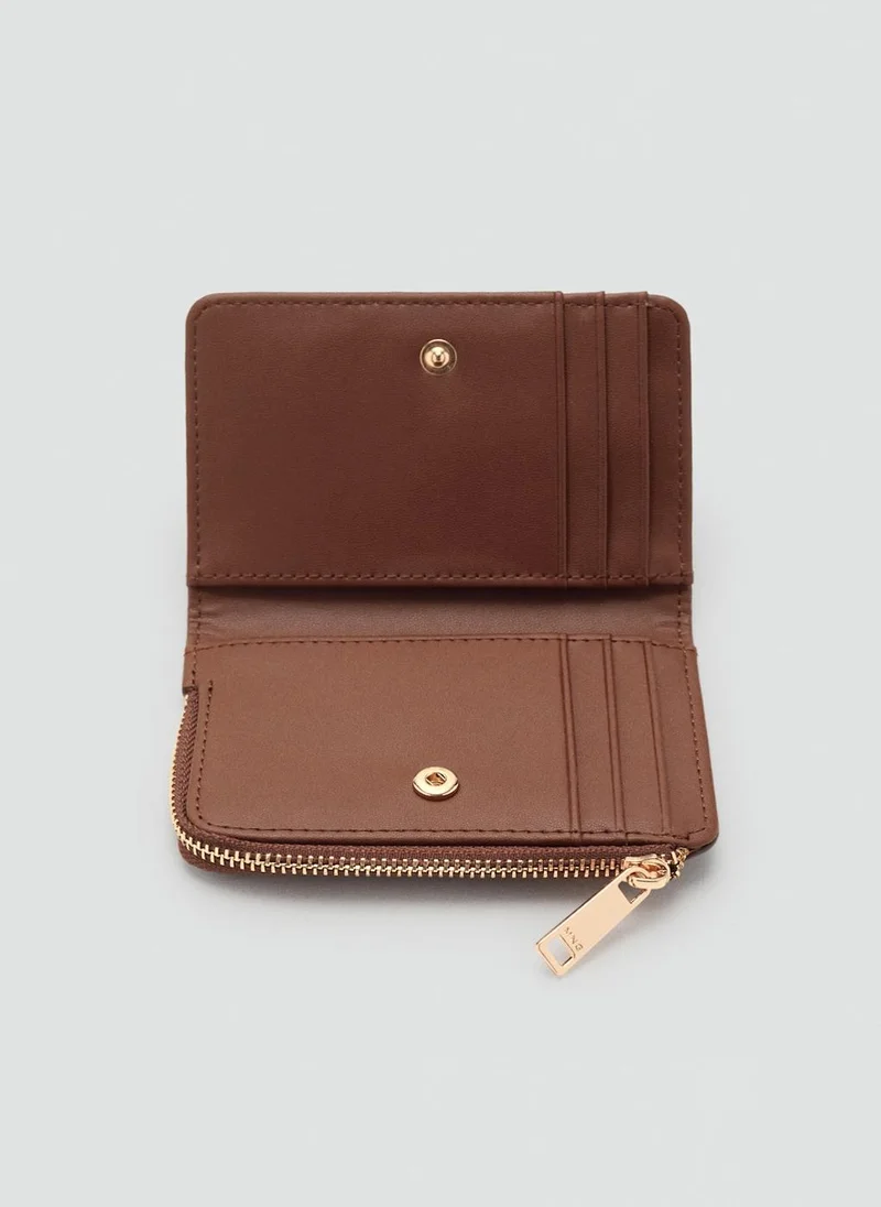 MANGO Canvas wallet with flap and logo