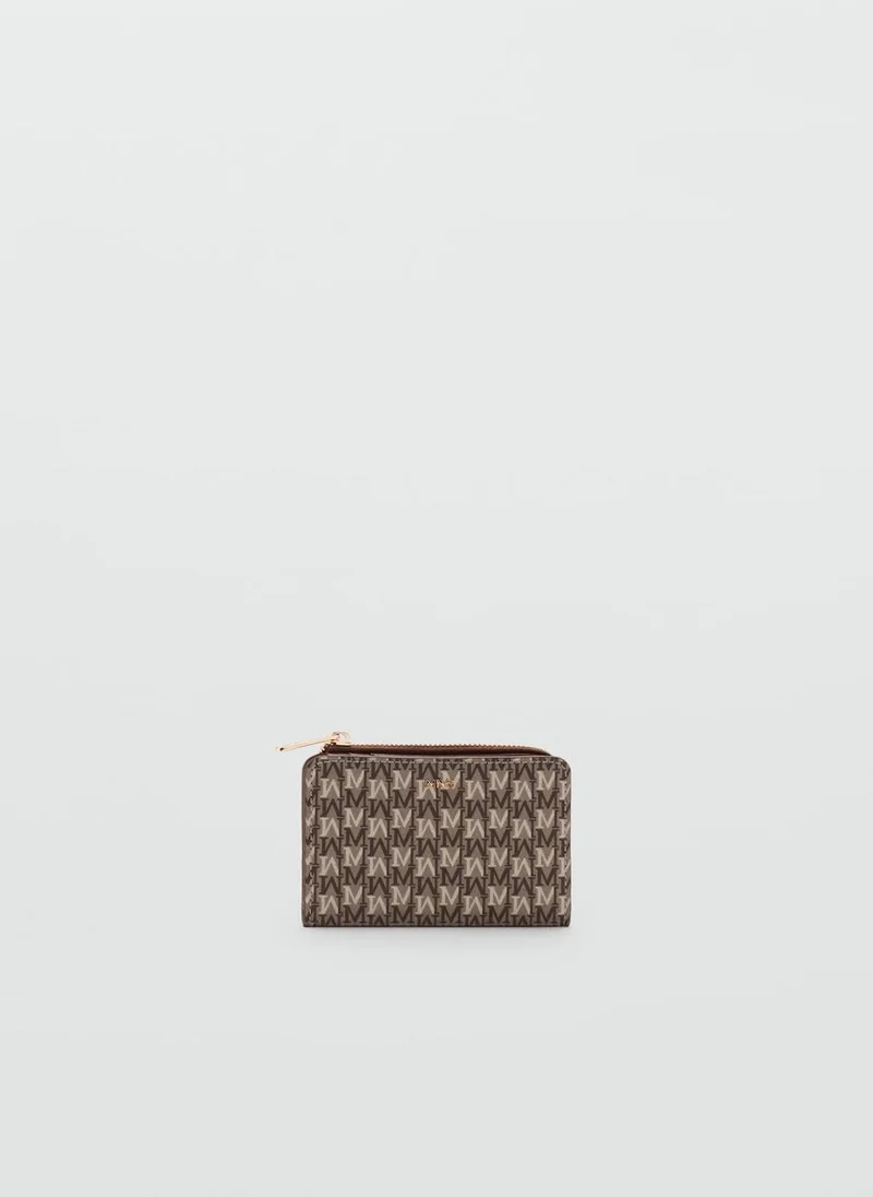 MANGO Canvas wallet with flap and logo