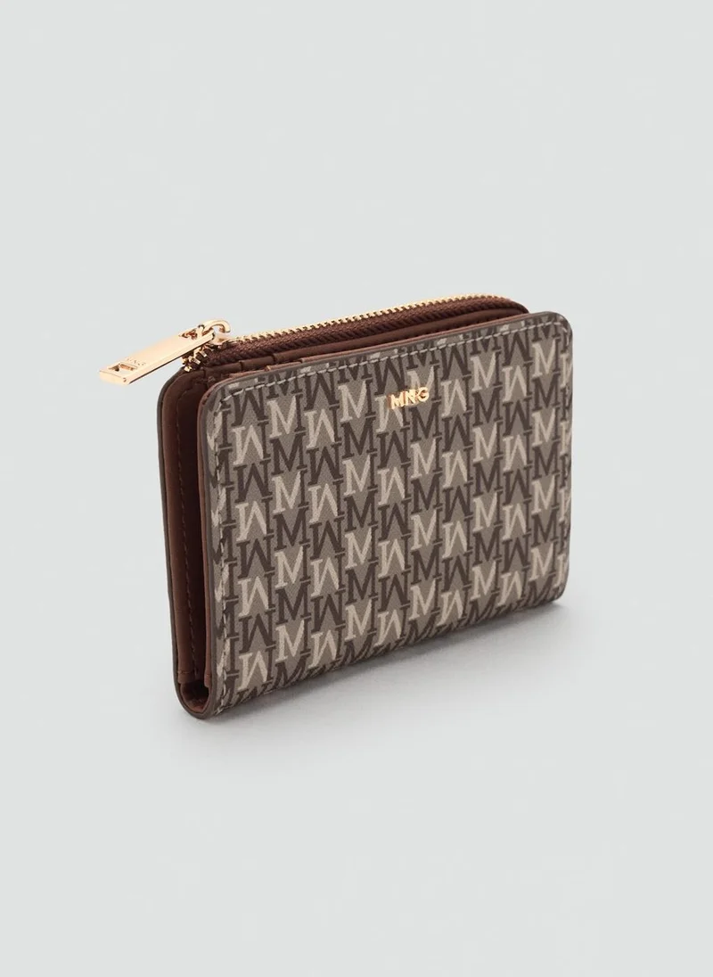 MANGO Canvas wallet with flap and logo