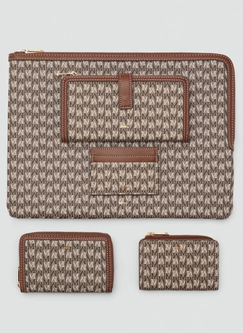 MANGO Canvas wallet with flap and logo