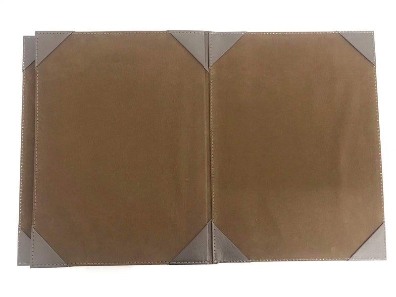 NJ أغطية قوائم جلدية للمطاعم 9x12 بوصة، مجلد 3 لوحات 4 عرض، مقدمي القوائم للمطاعم، فندق مع زوايا على طراز ألبوم الصور - بني - Image 4