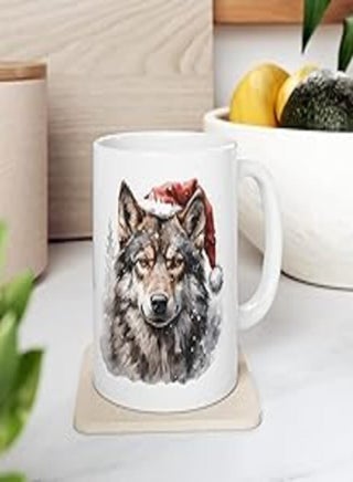 Wolf In Santa Hat Mug