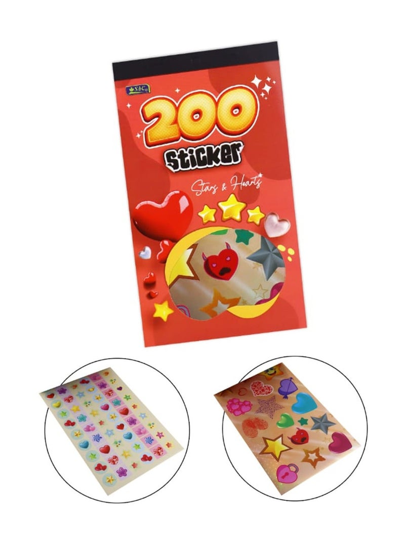 SBC 200-Piece Sticker Book Stars And Hearts Design - Image 1