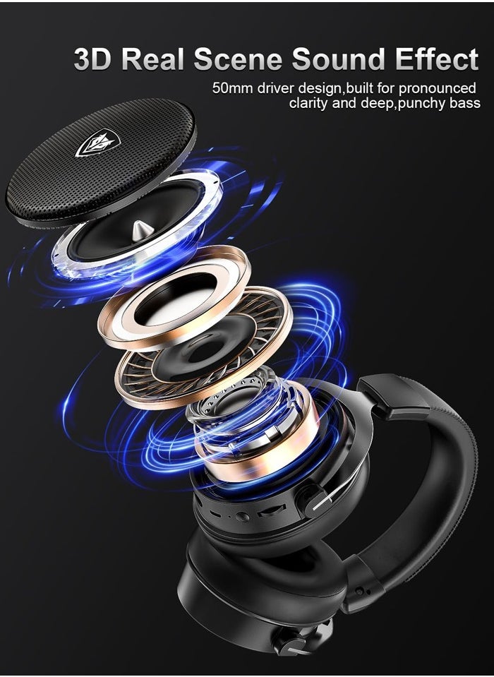 NUBWO - G07 Gaming Headset,Wireless Gaming Headphones with Mic,2.4GHz & Bluetooth 5.3 Technology with Noise-Canceling Microphone, for PS5, PS4, PC,Ergonomic Design,Black - Image 1