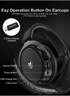 NUBWO G07 Gaming Headset,Wireless Gaming Headphones with Mic,2.4GHz & Bluetooth 5.3 Technology with Noise-Canceling Microphone, for PS5, PS4, PC,Ergonomic Design,Black  - Image 5
