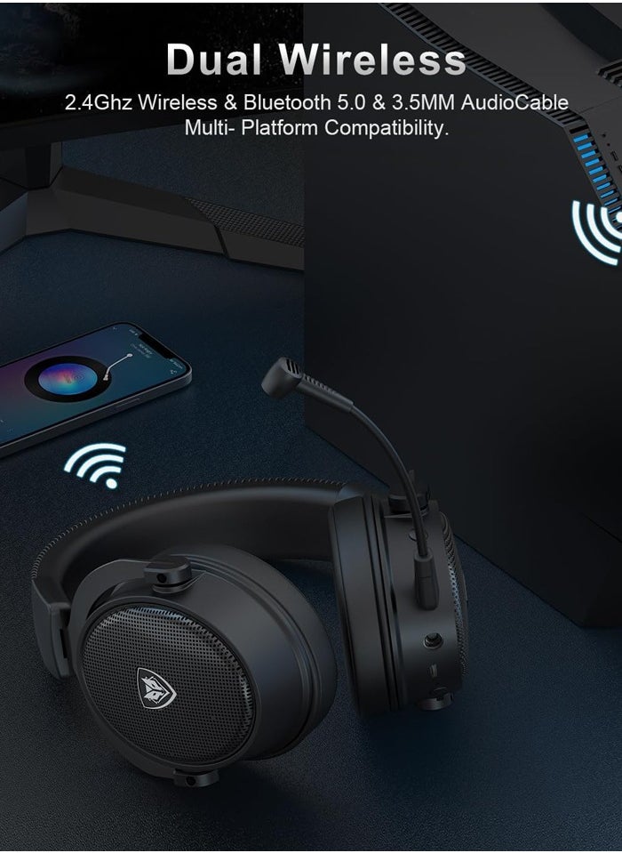 NUBWO - G07 Gaming Headset,Wireless Gaming Headphones with Mic,2.4GHz & Bluetooth 5.3 Technology with Noise-Canceling Microphone, for PS5, PS4, PC,Ergonomic Design,Black - Image 1