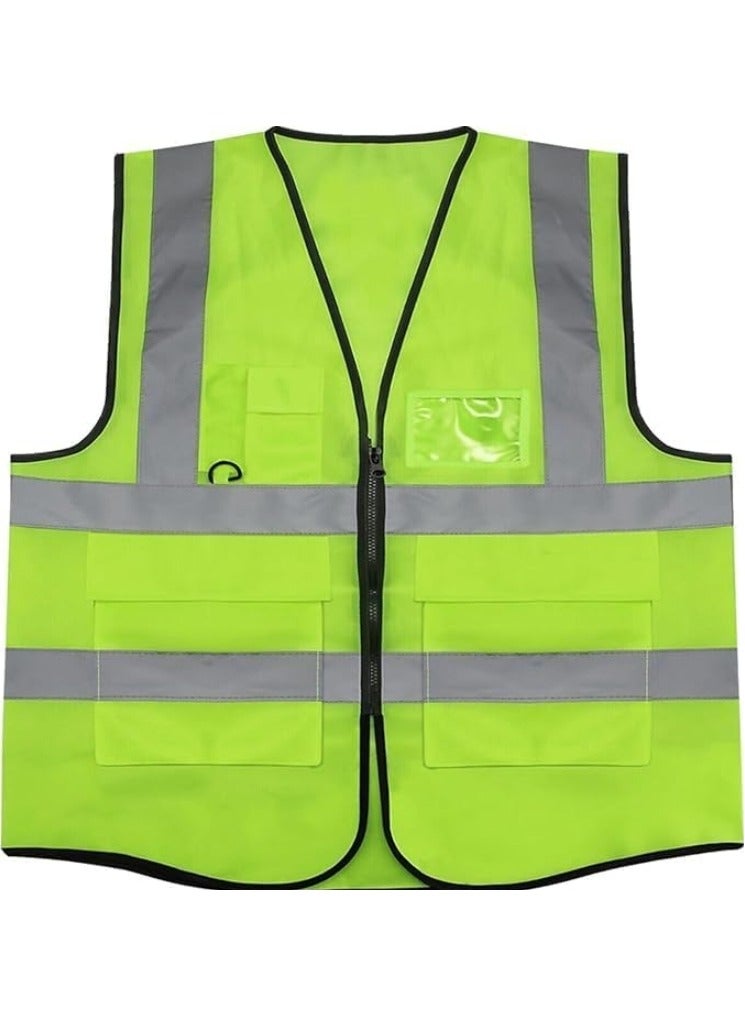 TEAKWOOD High Visibility Reflective Safety Vest Work Waistcoat, Reflective Tape strips Road Costruction Green Color Safety Use Vests(XXL) - Image 1