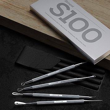 Suvorna S100 Milia Remover Tool Blackhead Remover Tool kit Whitehead Remover Comedone Extractor Black Head Remove Tool Cyst Removal kit Acne Treatment Pimple Popping kit 4 in 1 Pack - Image 4
