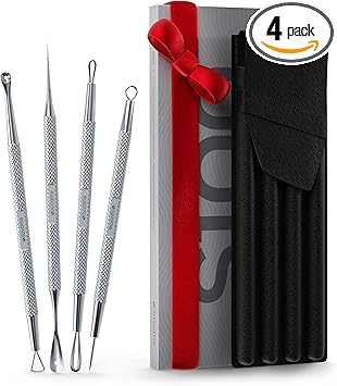 Suvorna S100 Milia Remover Tool Blackhead Remover Tool kit Whitehead Remover Comedone Extractor Black Head Remove Tool Cyst Removal kit Acne Treatment Pimple Popping kit 4 in 1 Pack - Image 1