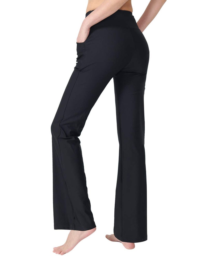 Zeronic Bootcut Yoga Pants for Women with Pockets High Waisted Workout Running Pants Tummy Control Long Bootleg Work Pants(Black,X-Large) - Image 4