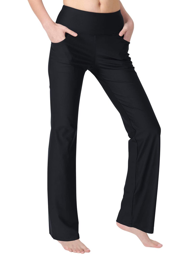 Zeronic Bootcut Yoga Pants for Women with Pockets High Waisted Workout Running Pants Tummy Control Long Bootleg Work Pants(Black,X-Large) - Image 1