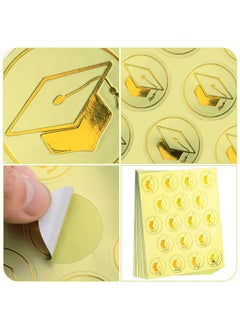 Zonon 360 Pcs Grad Metallic Sticker Graduation Cap Stickers Gold Foil Seals 1.18 Inch Graduation Hat Decals For Graduation Envelopes Diplomas Certificates School (Grad Style)  - Image 4