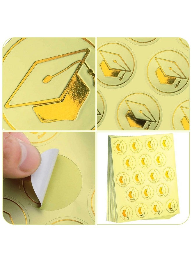 Zonon 360 Pcs Grad Metallic Sticker Graduation Cap Stickers Gold Foil Seals 1.18 Inch Graduation Hat Decals For Graduation Envelopes Diplomas Certificates School (Grad Style) - Image 4