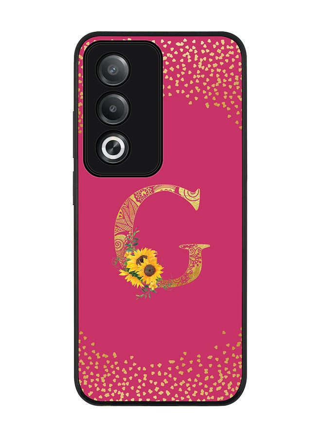 Stylizedd For Oppo A3 Pro / A80 Case,Slim fit Camera Protection, Shockproof Thin Phone cover - Custom Floral Monogram - G ( Deep Pink ) - Image 1