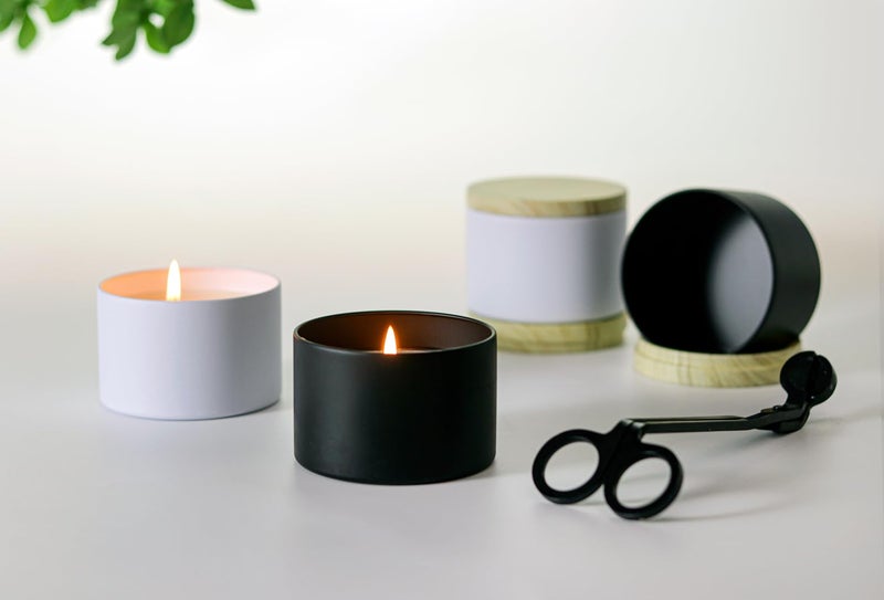 Aroparc Candle Tins 8oz with Lids, 24 Pack Seamless Candle Containers for Candle Making Supplies Empty Candle Jars - Wood Grain Lids White Tins - Image 4