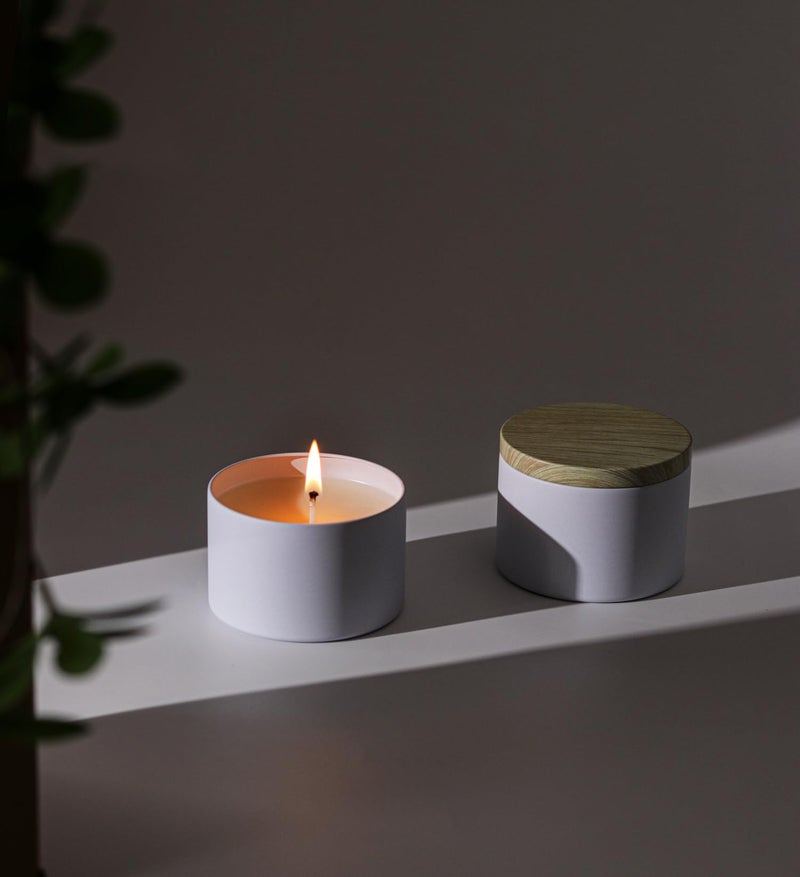 Aroparc Candle Tins 8oz with Lids, 24 Pack Seamless Candle Containers for Candle Making Supplies Empty Candle Jars - Wood Grain Lids White Tins - Image 3