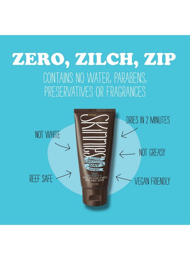 Skinnies Sungel New Formula Spf30 Eco Sunscreen 3.4Oz Uva Uvb Not Diluted With Water Reef Safe Vegan Use Pea Size Blob  - Image 4