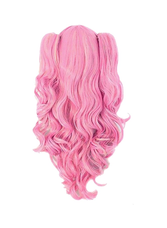 نيج تشينغ باروكة شعر مستعار بتصفيف شعر طويل ومجعد وذيل حصان بمشبك شعر تنكري وردي 55سم - Image 2