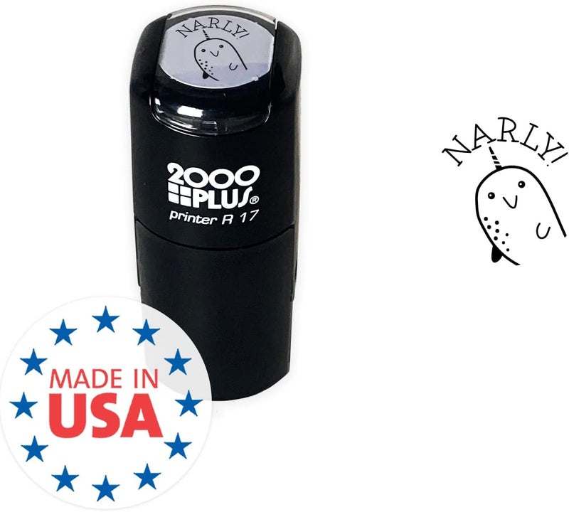 SBlabels Gnarly Narwhal Stamp / 2000 Plus Self Inking Teacher Cute Animal Reward Stamper / 9/16" Small Black Narwhal Themed Imprint Planner Worksheet Stamp - Image 5