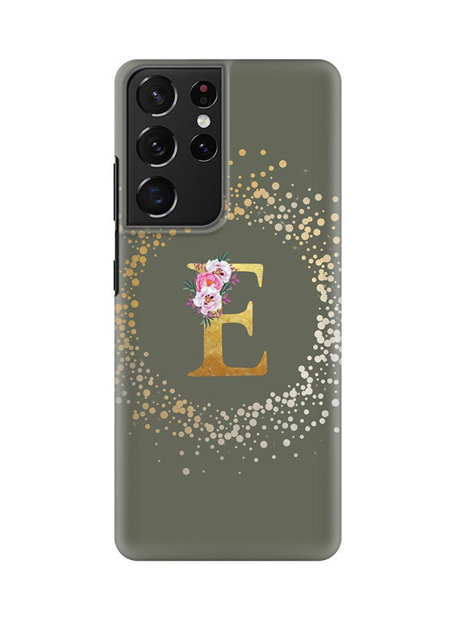 Stylizedd Monogram Slim Cover for Samsung Galaxy S21 Ultra 5G Case Custom Initials Letter Floral Pattern Snap Series Mobile Cover Matte Alphabet  - E (Olive Green) - Image 1