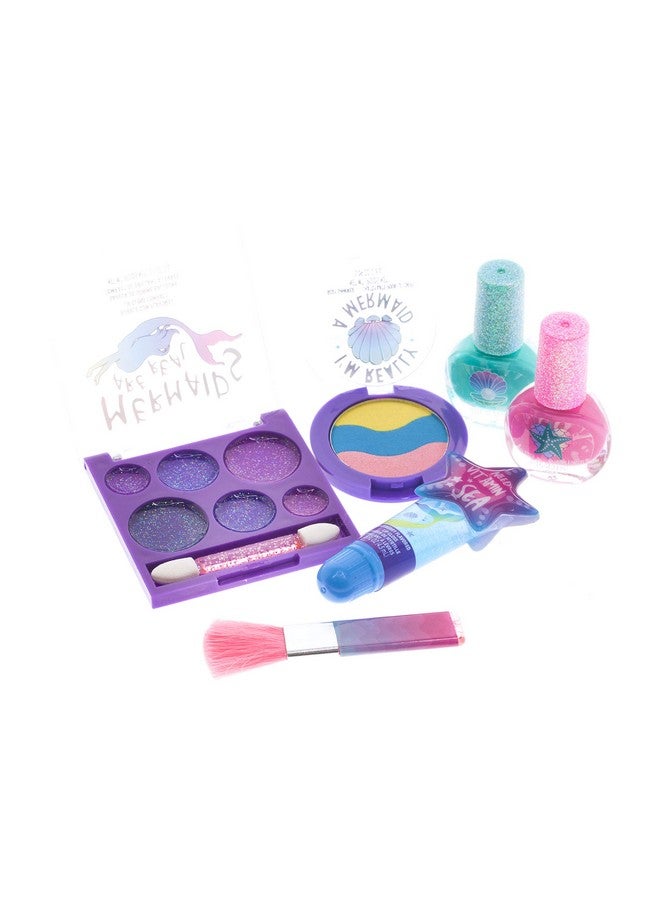 TOWNLEY GIRL Townley Girl Mermaid Vibes Makeup Set with 8 Pieces, Including Lip Gloss, Nail Polish, Body Shimmer and More in Mermaid Bag, Ages 3+ for Parties, Sleepovers and Makeovers - Image 2