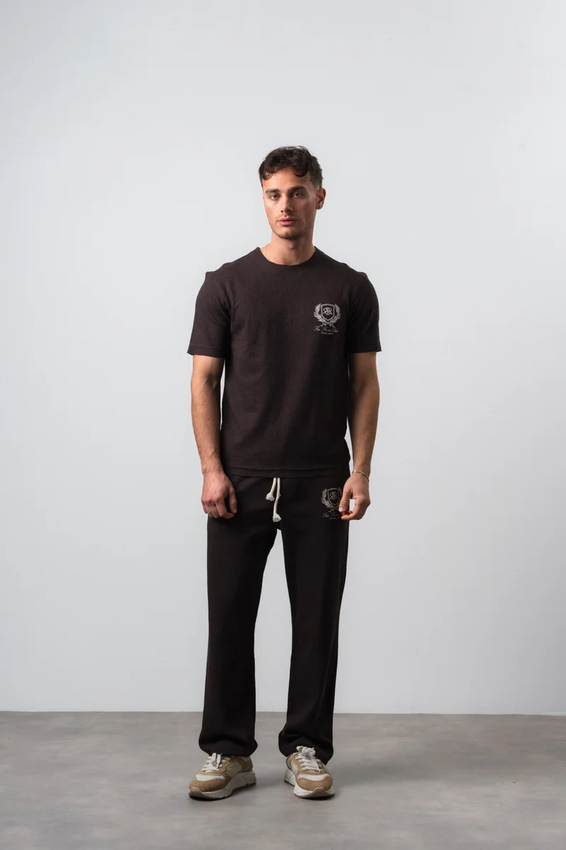 RESPIRE Men's FFB Dirty Stitch T-Shirt and Pants Set, Coffee