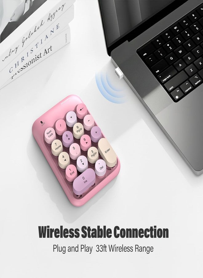 MOFII Cute Colorful Wireless Number Pad - 18 Keys, Portable 2.4 GHz with Stable Wireless Connectivity, 10-Key Financial Accounting Extension for Laptop, PC, Desktop, Surface Pro & Notebook- Pink - Image 2