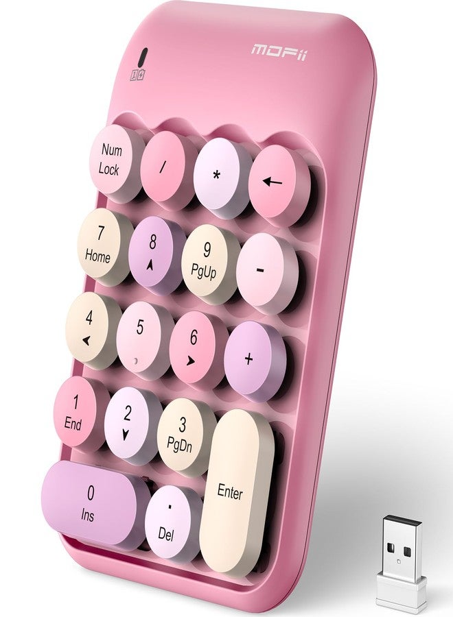 MOFII Cute Colorful Wireless Number Pad - 18 Keys, Portable 2.4 GHz with Stable Wireless Connectivity, 10-Key Financial Accounting Extension for Laptop, PC, Desktop, Surface Pro & Notebook- Pink - Image 1