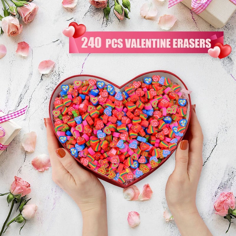 LIGHOON Valentine Mini Erasers Bulk, 240 Pcs Valentine's Day Heart Erasers, Novelty Cute Holiday Erasers Valentine Party Decoration Supplies Gift Filling - Image 3