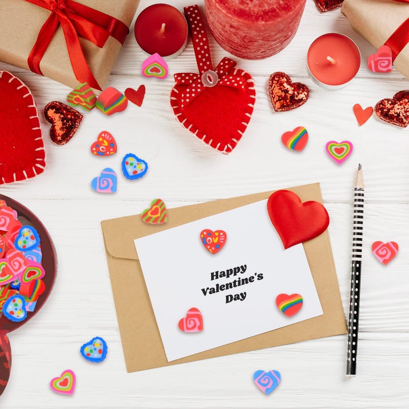 LIGHOON Valentine Mini Erasers Bulk, 240 Pcs Valentine's Day Heart Erasers, Novelty Cute Holiday Erasers Valentine Party Decoration Supplies Gift Filling - Image 2
