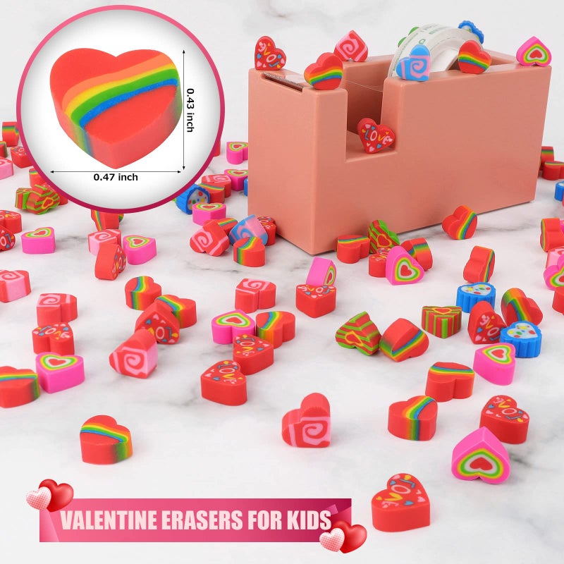 LIGHOON Valentine Mini Erasers Bulk, 240 Pcs Valentine's Day Heart Erasers, Novelty Cute Holiday Erasers Valentine Party Decoration Supplies Gift Filling - Image 5