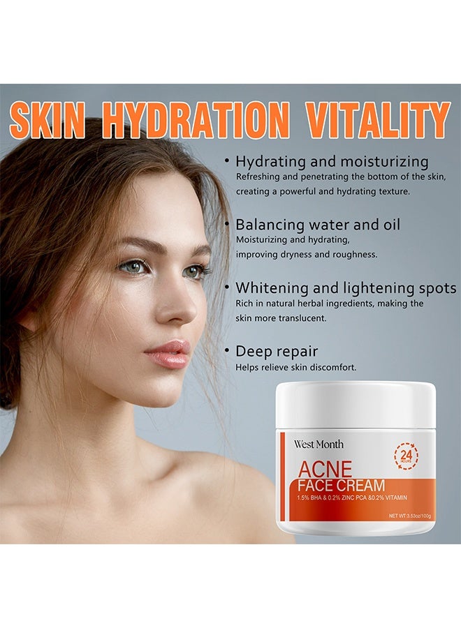 WEST MONTH Acne Face Cream, Acne Spot Treatment for Face & Acne Dots, Natural Cystic Acne Treatment, For All Skin Types, Premium Acne Scar Cream & Pimple Remover 100g - Image 4