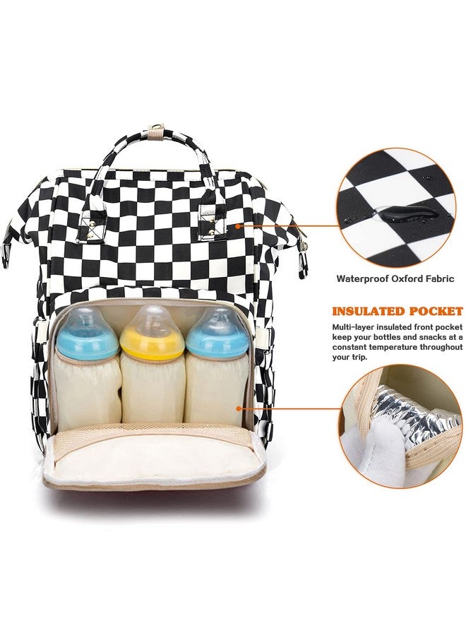 LIMHOO 3 in 1 Diaper Bag Backpack, Multifunction Large Baby Bags with Changing Pad & Stroller Straps, Waterproof Nappy Bag for Mom Baby Care (Checkered) - Image 2